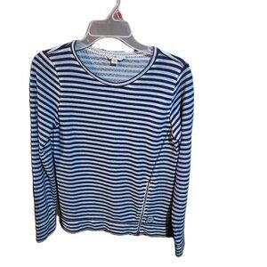 Lucky Lotus 2-Tone Blue Striped Top Long Sleeve Size XS